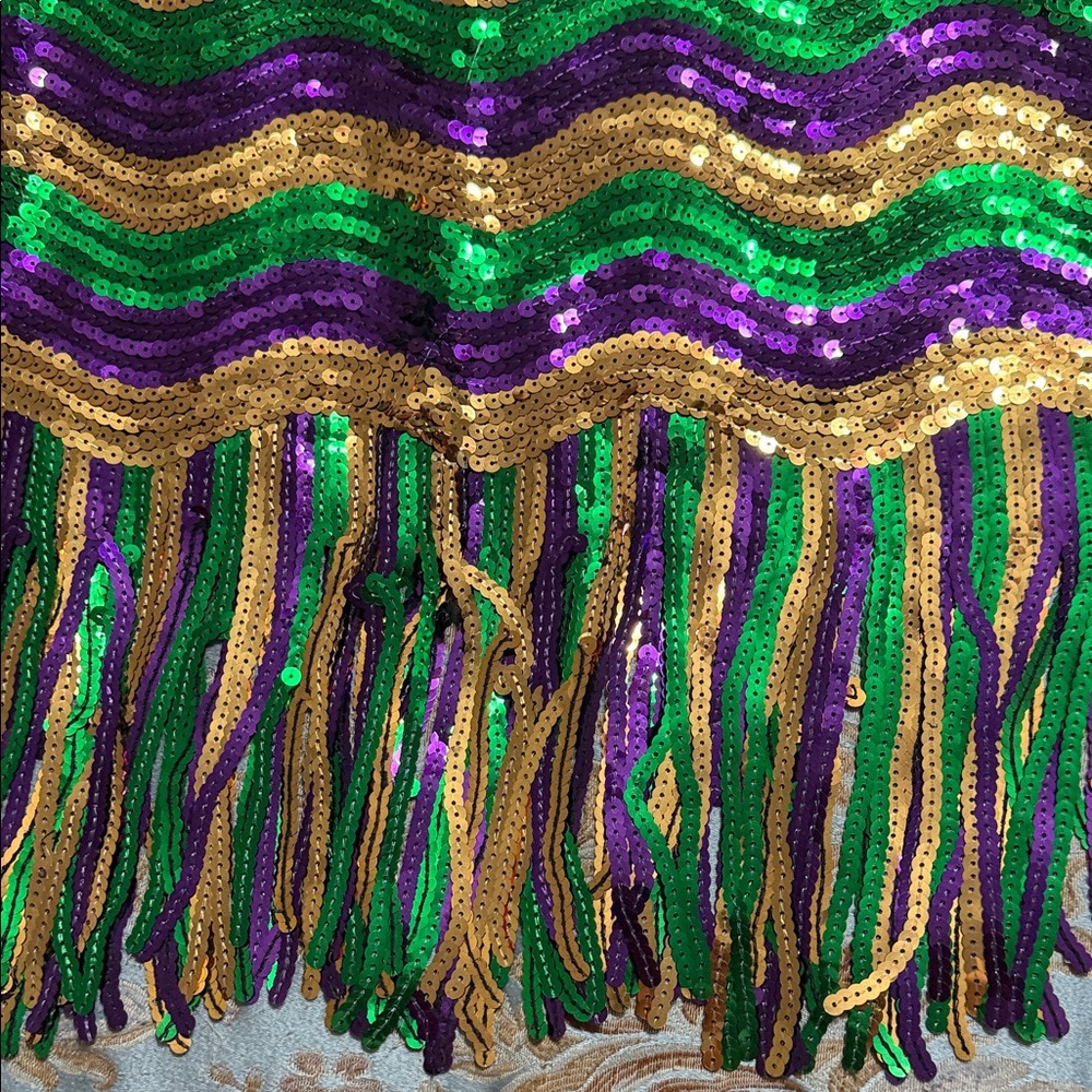Mardi Gras Sequin Fringe Skirt - Gold, Green, and Purple - Picture 10 of 13